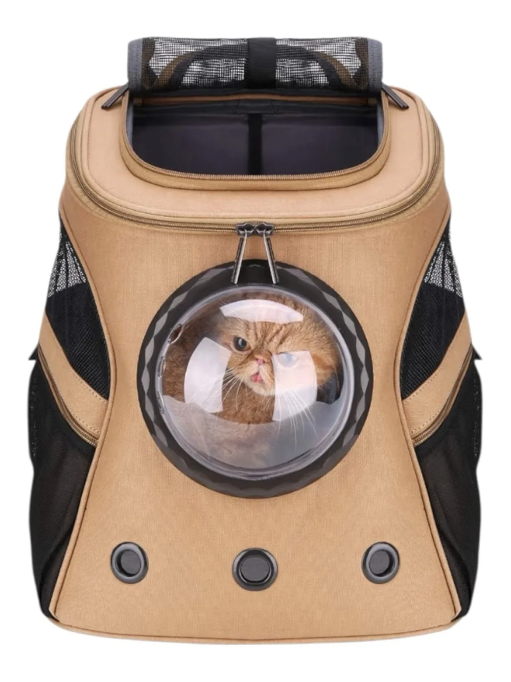 Bubble Window Tan Cat Carrier Backpack for Travel